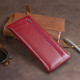 Горизонтальный тонкий кошелек из кожи женский ST Leather 183566 Бордовый