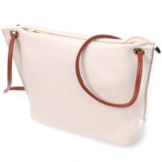 Женская трапециевидная сумка на плечо из натуральной кожи Vintage 186366 Белая