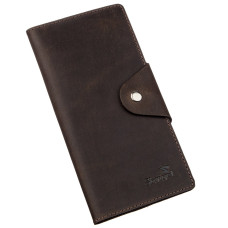 Бумажник вертикальный из винтажной кожи на кнопках SHVIGEL 183016 Коричневый