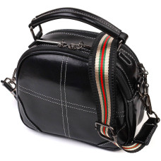 Женская глянцевая сумка на плечо из натуральной кожи 185976 Vintage Черная