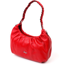 Яркая женская сумка багет KARYA 184596 кожаная Красный