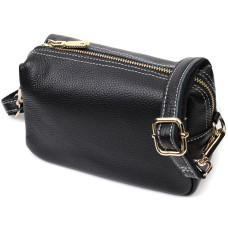 Женская элегантная сумка с двумя ремнями из натуральной кожи Vintage 186246 Черный