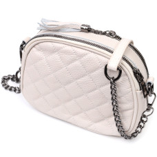 Женская стеганая сумка из мягкой натуральной кожи Vintage 186296 Белая