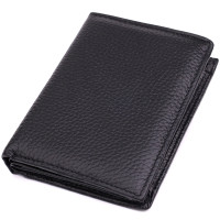 Удобный мужской кожаный кошелек в два сложения Vintage sale_15093 Черный