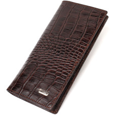 Бумажник вертикальный без застежки из натуральной кожи с тиснением под крокодила CANPELLINI 185746 Коричневый