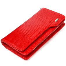 Женское портмоне клатч из натуральной кожи CANPELLINI 185377 Красное