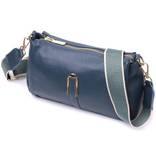 Женская практичная сумка через плече из натуральной кожи Vintage 186257 Синяя