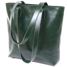 Кожаная женская сумка-шоппер Shvigel 184347 Зеленый