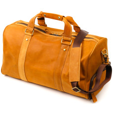 Вместительная дорожная сумка из натуральной винтажной кожи Vintage 186007 Светло-коричневая