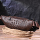 Модна поясна сумка з натуральної шкіри з фактурою під крокодила 185237 Vintage Коричнева