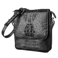 Сумка мужская CROCODILE LEATHER 180377 из натуральной кожи крокодила Черная