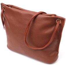 Трапециевидная сумка для женщин на плечо из натуральной кожи Vintage 186367 Коричневая