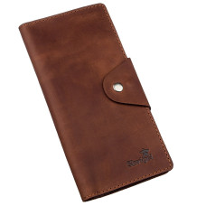 Бумажник мужской вертикальный из винтажной кожи на кнопках SHVIGEL 183017 Коричневый