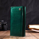 Лакированный женский кошелек с блоком для визиток из натуральной кожи ST Leather 185997 Зеленый
