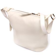 Удобная женская сумка с одной длинной ручкой из натуральной кожи Vintage 186277 Белая