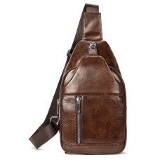 Мужская сумка-слинг кожаная 183437 Vintage Коричневая
