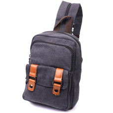 Практичная сумка-рюкзак с двумя отделениями из плотного текстиля Vintage 186147 Черный
