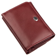 Компактный женский бумажник на кнопке ST Leather 182357 Темно-красный
