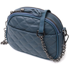 Стильная женская стеганая сумка из мягкой натуральной кожи Vintage 186297 Синяя