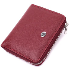 Кожаный кошелек для женщин на молнии с металлическим логотипом производителя ST Leather 186487 Бордовый