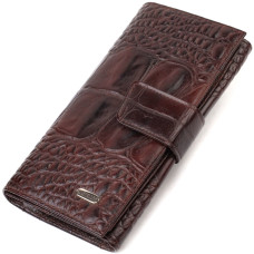 Мужское портмоне из натуральной кожи CANPELLINI 185687 с тиснением под крокодила коричневое