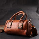 Женская сумка с металлическими акцентами на ручках из натуральной кожи Vintage 186337 Коричневая