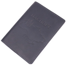 Стильная обложка на паспорт в винтажной коже Карта GRANDE PELLE 185078 Черная