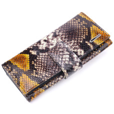 Красивый женский кошелек из натуральной фактурной кожи под змею KARYA 184788 Разноцветный