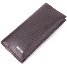 Вертикальный мужской бумажник KARYA 185288 из натуральной зернистой кожи, коричневый