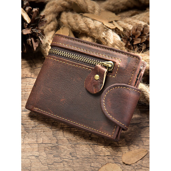 Тонке чоловіче портмоне матове 183308 Vintage Коричневе