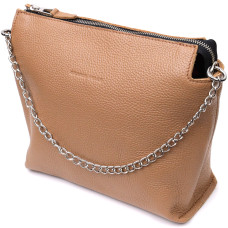 Лаконичная вместительная сумка для женщин из натуральной кожи GRANDE PELLE 186118 Бежевая