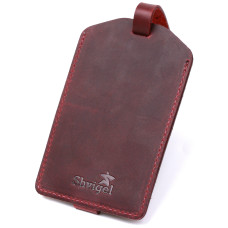 Матовая винтажная кожаная бирка на чемодан Shvigel 186448 Бордовый