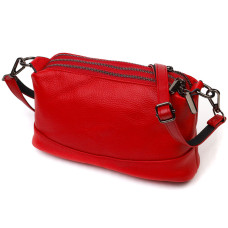 Яркая сумка на три отделения из натуральной кожи 185948 Vintage Красная