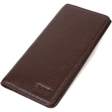 Вертикальный узкий мужской бумажник из натуральной зернистой кожи BOND 185898 Коричневый (185898)