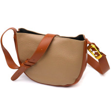 Полукруглая сумка кросс-боди из натуральной кожи 185938 Vintage Бежевая