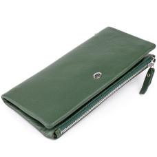 Кошелек-клатч из кожи с карманом для мобильного ST Leather 183548 Зеленый