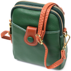 Небольшая сумка трапеция для женщин из натуральной кожи Vintage 186238 Зеленая