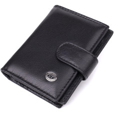 Компактный мужской бумажник вертикального формата из натуральной кожи ST Leather 23095 Черный