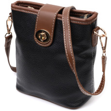 Интересная сумка на плечо для женщин на каждый день из натуральной кожи Vintage 186318 Черная