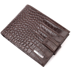 Мужской кошелек классический из натуральной кожи с тиснением под крокодила (KARYA 184958) - формат названия товара.