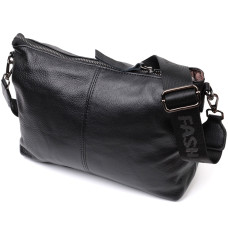 Повседневная кожаная женская сумка с двумя съемными ремнями Vintage 186349 Черная