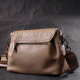 Женская сумка с фактурным клапаном из натуральной кожи Vintage 186299 Пудровая