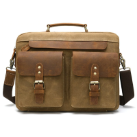 Сумка-портфель чоловіча текстильна з шкіряними вставками Vintage 182949 Руда