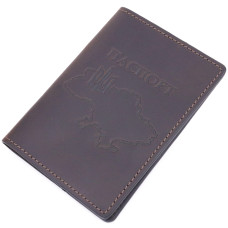 Надежная обложка на паспорт в винтажной коже Карта GRANDE PELLE 185079 Коричневая