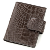 Визитница мужсккая CROCODILE LEATHER 182079 из натуральной кожи крокодила Коричневая