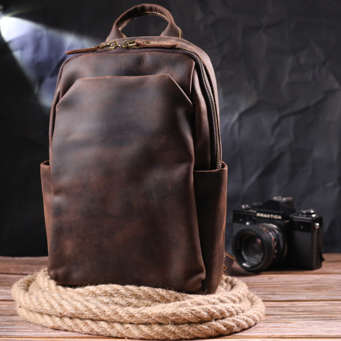 Сумка чоловіча через плече з натуральної vintage шкіри 185229 Vintage Коричнева