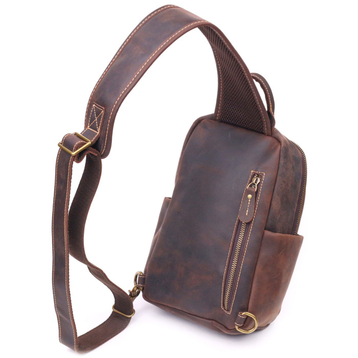 Сумка чоловіча через плече з натуральної vintage шкіри 185229 Vintage Коричнева