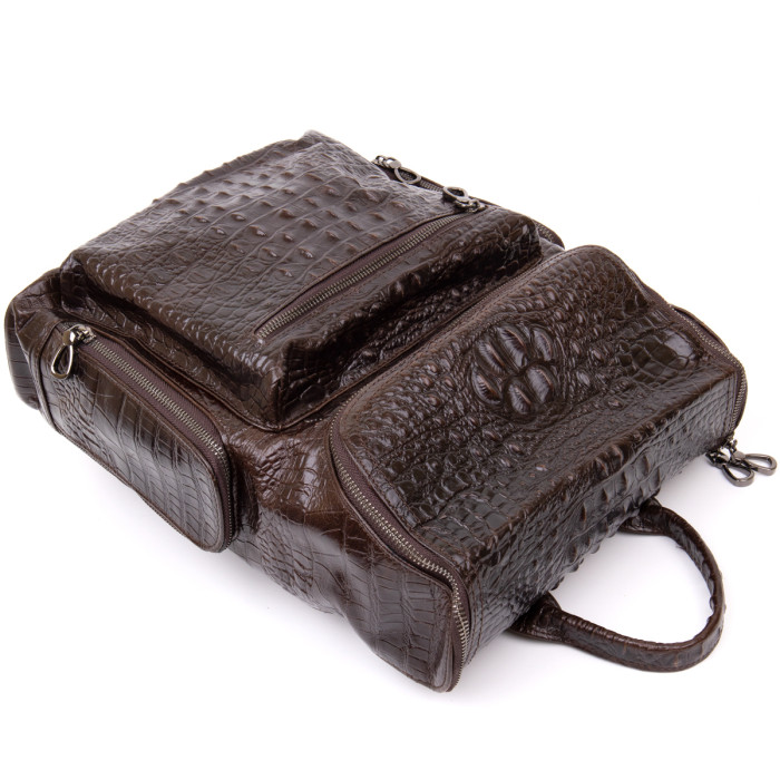 Рюкзак під рептилію шкіряний Vintage 183729 Коричневий