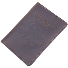 Надежная обложка на военный билет в винтажной коже Карта GRANDE PELLE 185089 Коричневая