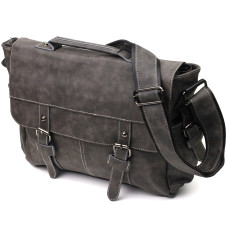 Вместительная мужская сумка из кожзама Vintage 186009 Серый
